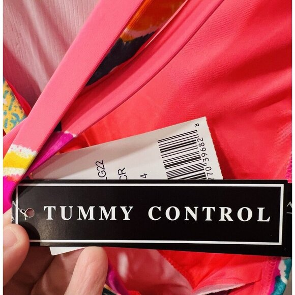 La Blanca Women's Pink Standard Twist Keyhole One Piece Swimsuit Push-Up Size 14 - Picture 6 of 9